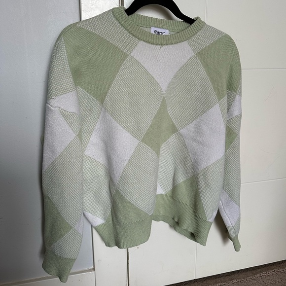 Princess Polly Sweaters - Light Green and White Sweater, Princess Polly